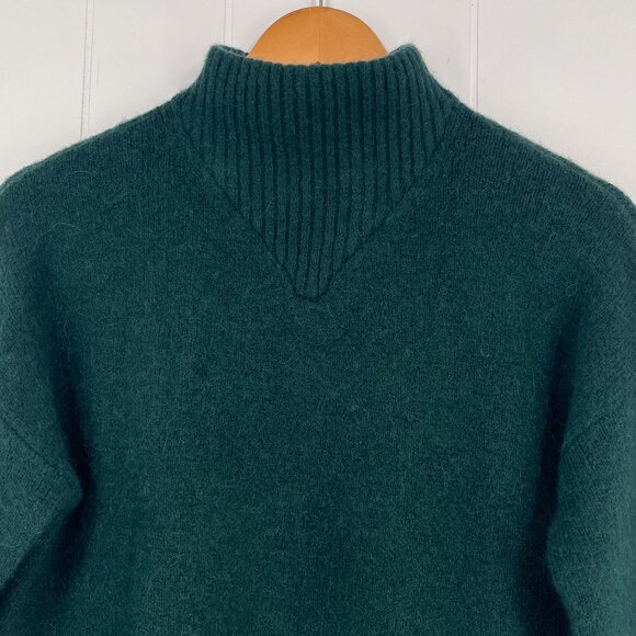 Madewell Mock Neck Sweater Crop Wool Alpaca Blend Dillon Cozy Size XS Dark Green - Picture 3 of 16